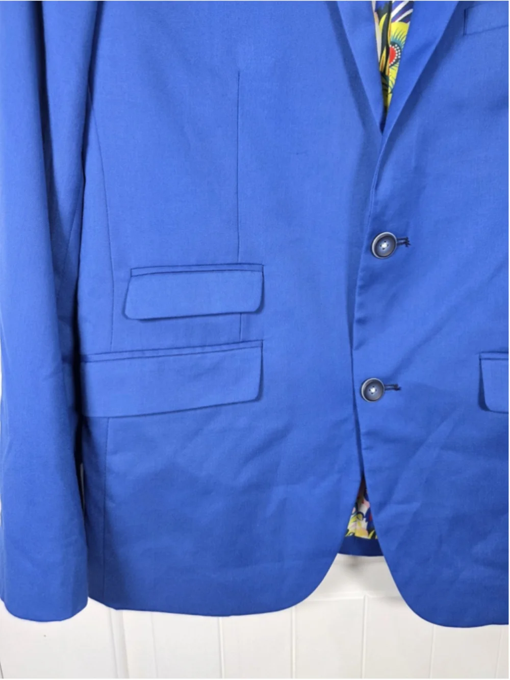 Paisley & Gray Blazer Mens 40R Slim Fit Royal Blue Floral Lined Sport Coat Party